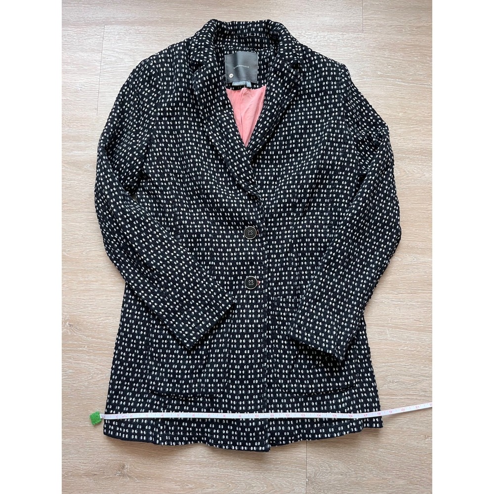 Anthropologie Blazer Jacket Womens XS Black White Geometric Print Notch Lapel